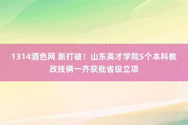 1314酒色网 新打破！山东英才学院5个本科教改技俩一齐获批省级立项