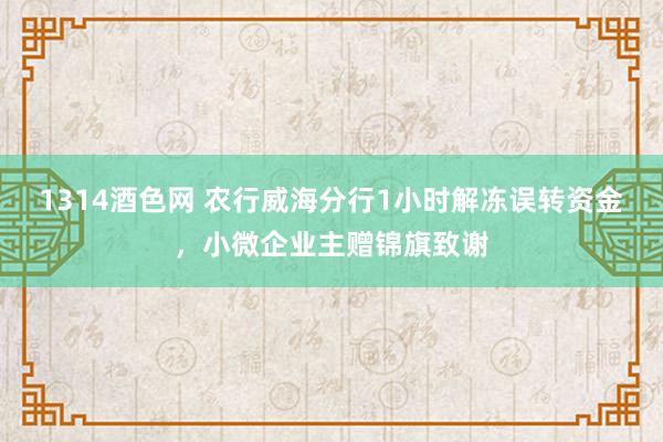 1314酒色网 农行威海分行1小时解冻误转资金，小微企业主赠锦旗致谢