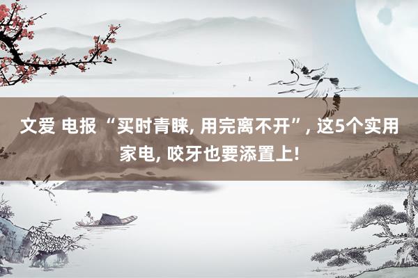 文爱 电报 “买时青睐， 用完离不开”， 这5个实用家电， 咬牙也要添置上!