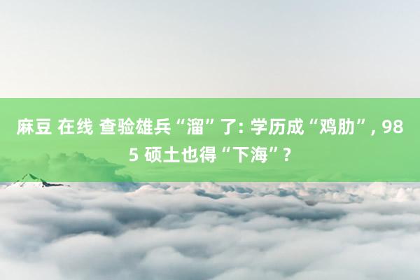 麻豆 在线 查验雄兵“溜”了: 学历成“鸡肋”， 985 硕土也得“下海”?