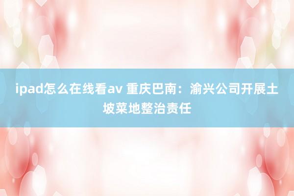ipad怎么在线看av 重庆巴南：渝兴公司开展土坡菜地整治责任